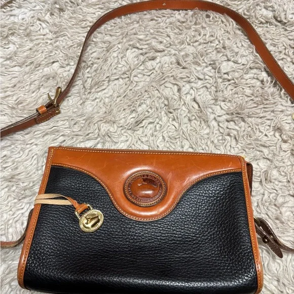 Dooney & Bourke Black and Brown Leather Crossbody Bag - Picture 1 of 4